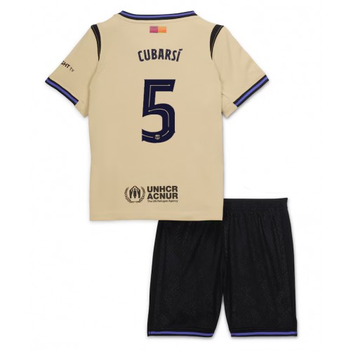 Lacne Dětský Futbalové dres Barcelona Pau Cubarsi #5 2025-26 Krátky Rukáv - Preč (+ trenírky)